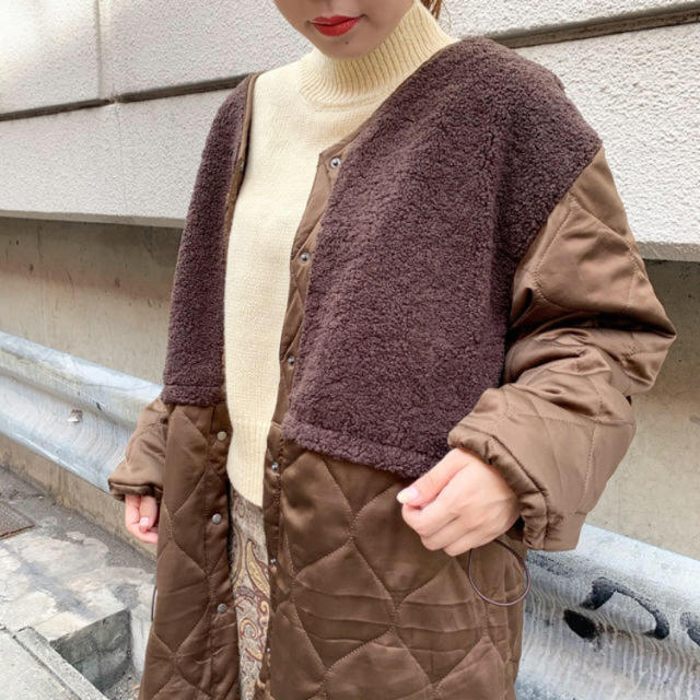 Kastane ボアキルトドッキングコート