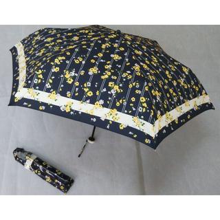 折りたたみ傘　軽量　レディース  雨傘　新品　花柄（プチトートバッグ袋入り）　紺(傘)