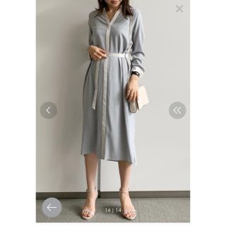 ラウンジドレス(Loungedress)のラウンジドレス　配色スキッパーワンピース　スカイブルー(ひざ丈ワンピース)