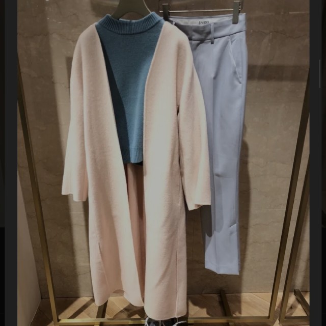 人気直売 ESCADA エスカーダ リバーコート ロングコート パープル カシミヤ混 36
