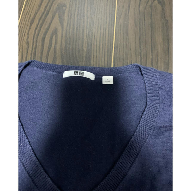 UNIQLO(ユニクロ)のユニクロ ニット セーター　ネイビー　Lサイズ メンズのトップス(ニット/セーター)の商品写真