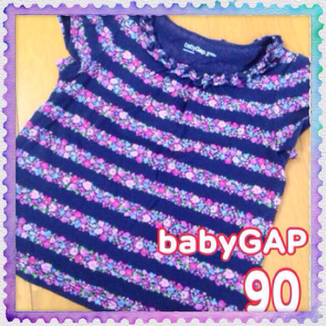 babyGAP(ベビーギャップ)のbabyGAP＊花柄ボーダーＴシャツ＊ キッズ/ベビー/マタニティのキッズ服女の子用(90cm~)(Tシャツ/カットソー)の商品写真