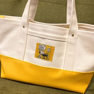 スヌーピー(SNOOPY)のスヌーピー　タグ付き　帆布　トートバック　合皮使用(トートバッグ)