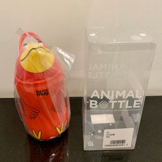 サーモマグ(thermo mug)の☆値下☆ thermo mug アニマルボトル　赤　380ml ストロー付水筒　(弁当用品)