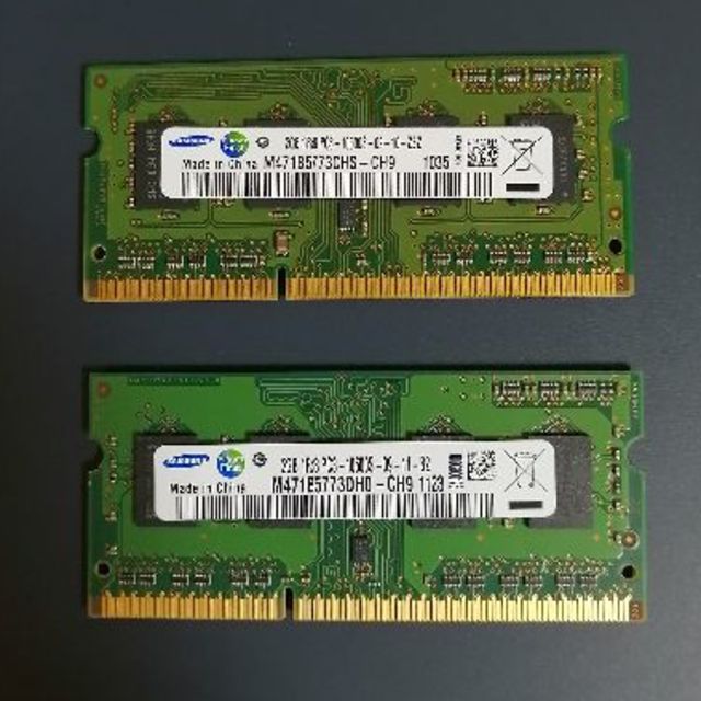 SAMSUNG(サムスン)のDDR3 SO-DIMM PC3-10600S 2GB ×2 SAMSUNG スマホ/家電/カメラのPC/タブレット(PCパーツ)の商品写真