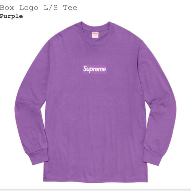 Box Logo L/S Tee Purple Lサイズ　supremeTシャツ/カットソー(七分/長袖)