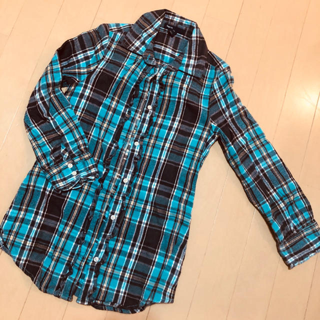 GAP Kids(ギャップキッズ)の120 GAP シャツワンピース グリーン×ブラウンチェック柄 ネルシャツ キッズ/ベビー/マタニティのキッズ服女の子用(90cm~)(Tシャツ/カットソー)の商品写真