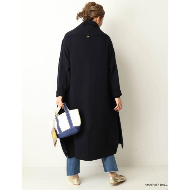 Deuxieme Classe スムースニットガウンコート ネイビー Deuxieme Classe スムースニットガウンコート ネイビー