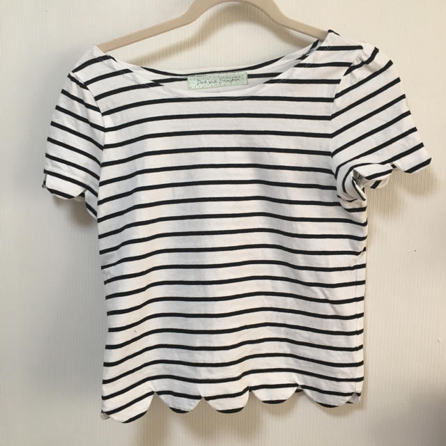 Dot&Stripes CHILDWOMAN(ドットアンドストライプスチャイルドウーマン)のボーダー スカラップTシャツ レディースのトップス(Tシャツ(半袖/袖なし))の商品写真