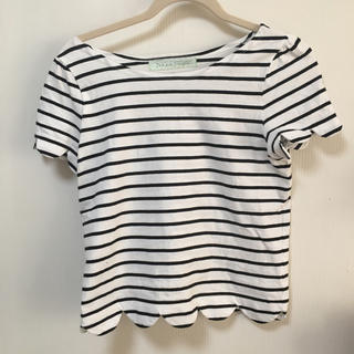 ドットアンドストライプスチャイルドウーマン(Dot&Stripes CHILDWOMAN)のボーダー スカラップTシャツ(Tシャツ(半袖/袖なし))