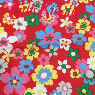 キャスキッドソン(Cath Kidston)の新品 約1m キャスキッドソン コットンダック 生地 ミニポップフラワーレッド(生地/糸)