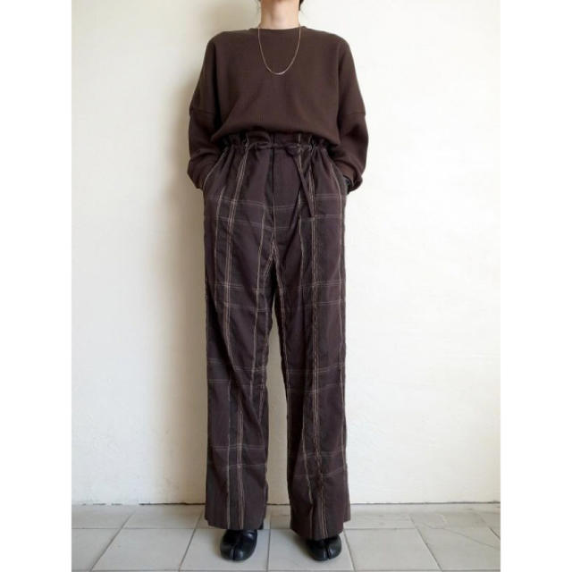 SUNSEA(サンシー)のyoke BIG PLAID WIDE PAJAMA PANTS・BROWN メンズのパンツ(その他)の商品写真