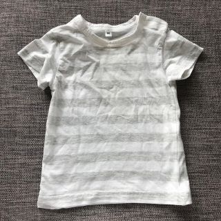 ムジルシリョウヒン(MUJI (無印良品))のボーダー　グレー　半袖　80 無印良品　トップス　Tシャツ(Ｔシャツ)