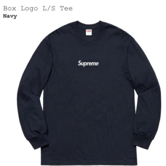 Tシャツ/カットソー(七分/長袖)Supreme Box Logo L/S Tee Navy