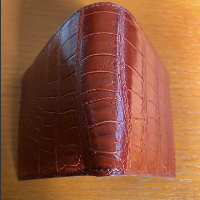 二つ折り 財布 レザー クロコ 本物 茶色 クロコダイル メンズ