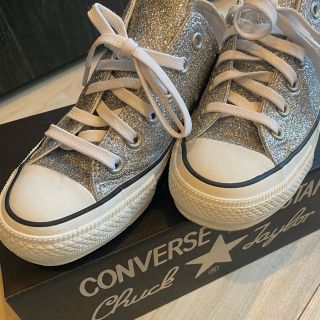 コンバース(CONVERSE)のconverseグリッターシルバー　23.5cm ALLSTAR スニーカー(スニーカー)