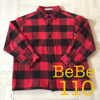 ベベ(BeBe)の【BeBe】赤黒 チェックシャツ 110【ほぼ新品】(ジャケット/上着)