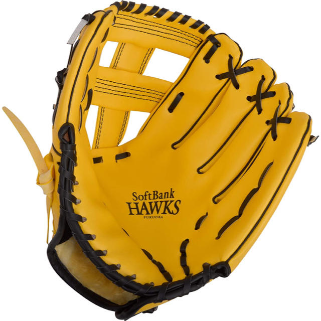 福岡ソフトバンクホークス 野球 グローブ 軟式一般 大人 右投げ用 黄色 スポーツ/アウトドアの野球(グローブ)の商品写真