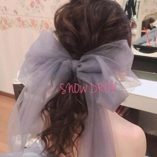 ayaka様♡チュールリボンオーダー🎀パールグレー(ヘアピン)