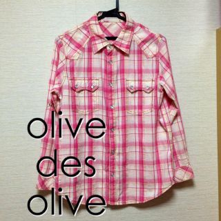 オリーブデオリーブ(OLIVEdesOLIVE)のホックボタンゆったりチェックシャツ(シャツ/ブラウス(長袖/七分))