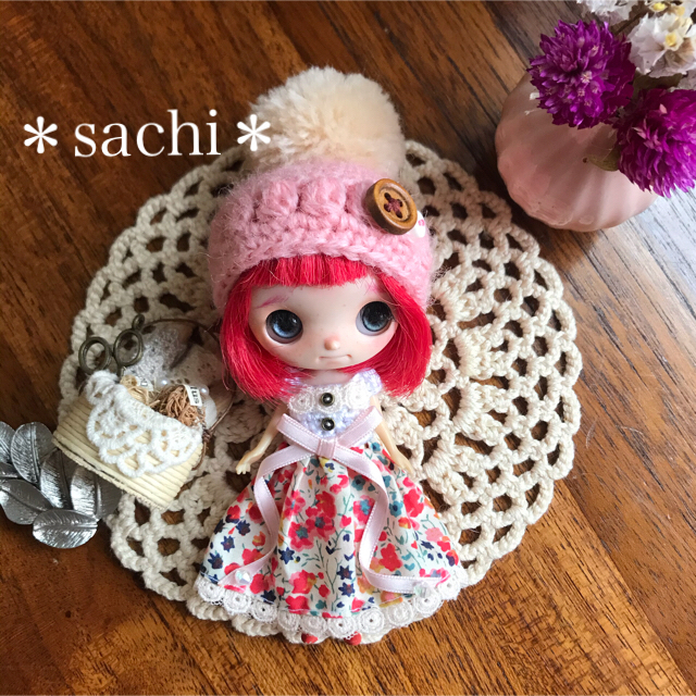専用です☆ ドルチェナ　小さなポンポン帽子　ピンク ハンドメイドのぬいぐるみ/人形(人形)の商品写真