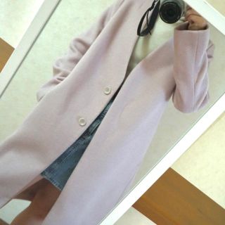 オフオン(OFUON)の【OFUON】ノーカラー ロングコート（pink）(ロングコート)