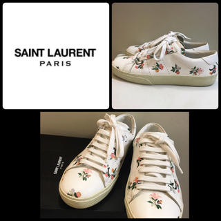 サンローラン(Saint Laurent)のサンローラン　ホワイトレザー　フラワー　スニーカー(スニーカー)