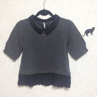 マジェスティックレゴン(MAJESTIC LEGON)のグレー 切り替え 半袖トップス(シャツ/ブラウス(半袖/袖なし))