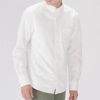 ムジルシリョウヒン(MUJI (無印良品))の無印良品　オーガニックコットンフランネルボタンダウンシャツ　紳士Ｌ　オフホワイト(シャツ)