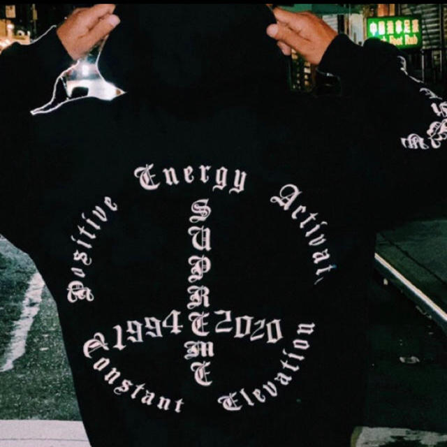 supreme peace hooded sweatshirt black