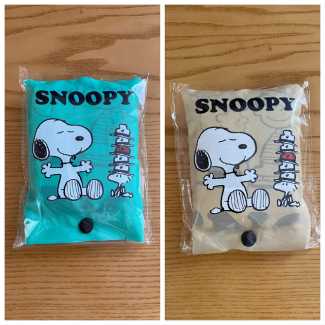 SNOOPY(スヌーピー)の専用　エコバッグ　スヌーピー　ベージュ・グリーン計2個 レディースのバッグ(エコバッグ)の商品写真