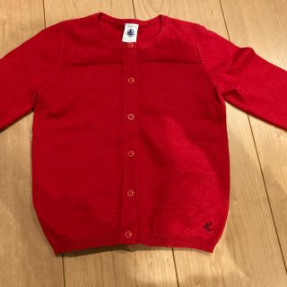 プチバトー(PETIT BATEAU)の美品！プチバトー　ワンポイント付きカーディガン　羽織りに　(カーディガン)