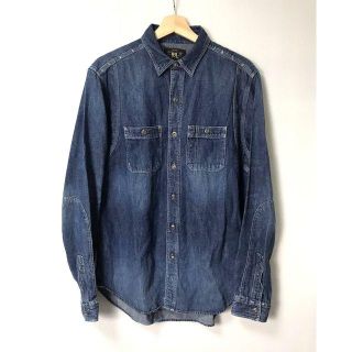 ダブルアールエル(RRL)の【H】RRL ヴィンテージ加工 チンスト 赤耳 リネン混 デニムシャツ M(シャツ)