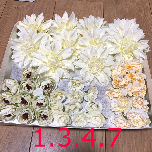 NO 1012-01 造花 まとめ売り ハンドメイド 素材　ホワイト　ダリア 1