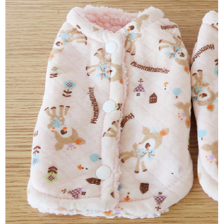 犬服【ラスト１枚】Petstyleバンビ柄背中ボタンもこもこベスト　小さめＸＬ(犬)