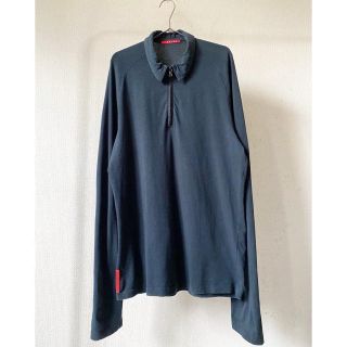 vintage prada バックポケット カットソー 紺 ストレッチ シャツ-