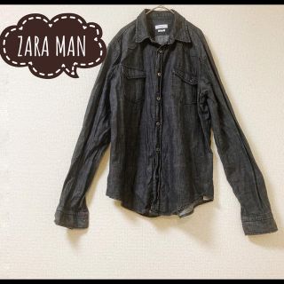 ザラ(ZARA)のZARA スリムフィット　ブラックデニムシャツ(シャツ)