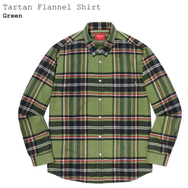 トップスsupreme tartan flannel shirt 緑 Msize