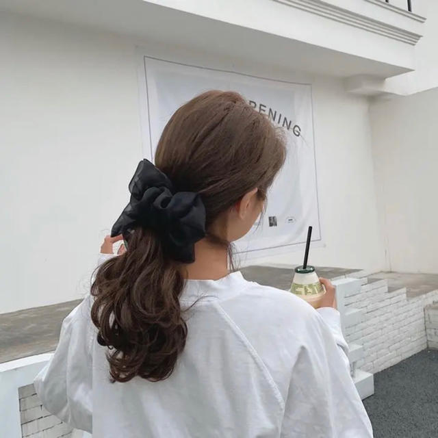 最大91%OFFクーポン 新品 韓国 シアービッグシュシュ ハート 小花 セット ヘアアクセサリー