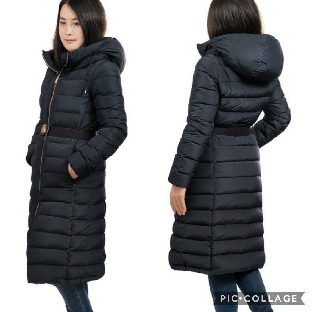 MONCLER　IMIN  ロングダウンコート　フード、ベルト付き　ブラック　1約38cm着丈