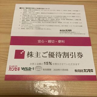 カンセキ　株主優待割引券　2枚セット(ショッピング)