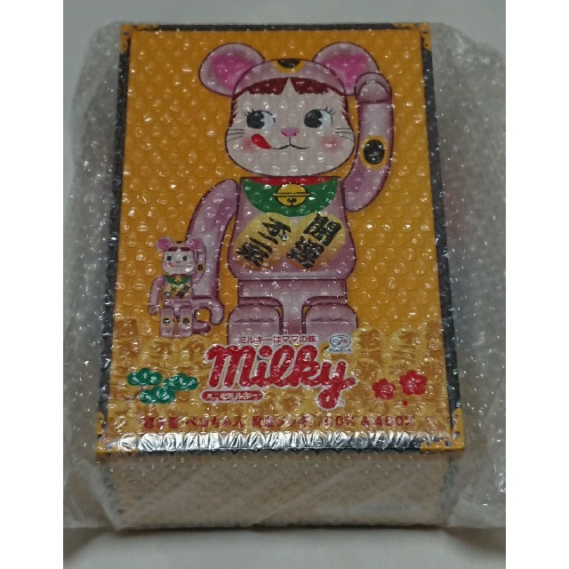 BE@RBRICK 招き猫 ペコちゃん 桃金メッキ 100% & 400%
