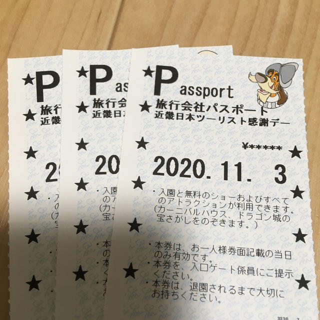志摩スペイン村 11月3日 チケット チケットの施設利用券(遊園地/テーマパーク)の商品写真