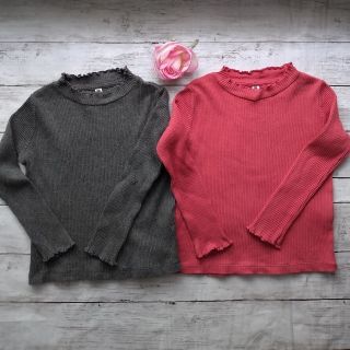 ユニクロ(UNIQLO)の2枚セット♡ユニクロ メロウリブカットソー 110 女の子(Tシャツ/カットソー)