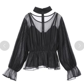 アメリヴィンテージ(Ameri VINTAGE)のAMERI CHOKER SHEER TOPS ブラック(シャツ/ブラウス(長袖/七分))