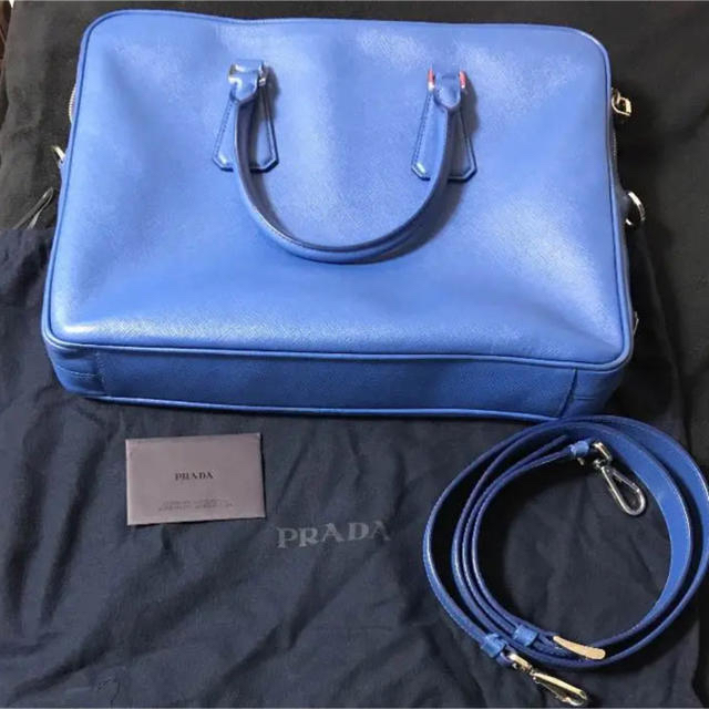 PRADA - PRADA 青 メンズ ビジネスバッグ