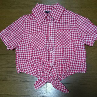 シマムラ(しまむら)のりんりん様専用  ギンガムチェックシャツ(Tシャツ(半袖/袖なし))