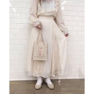 ワンアフターアナザーナイスクラップ(one after another NICE CLAUP)のナイスクラップ  【petite】circular skirt 白(ロングスカート)