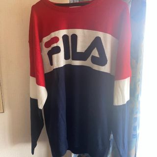 フィラ(FILA)のFILA フィラ ニット セーター クルーネック マルチロゴ刺繍(ニット/セーター)