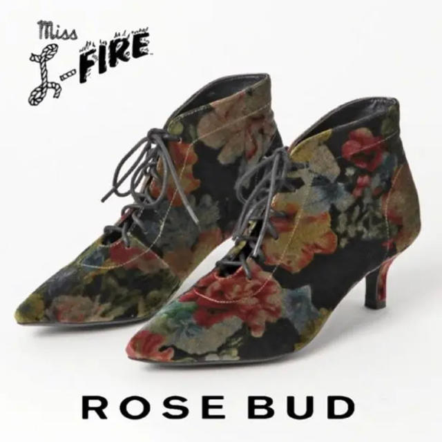 ROSE BUD(ローズバッド)のローズバッド　ベルベット　花柄　ブーティー レディースの靴/シューズ(ブーティ)の商品写真